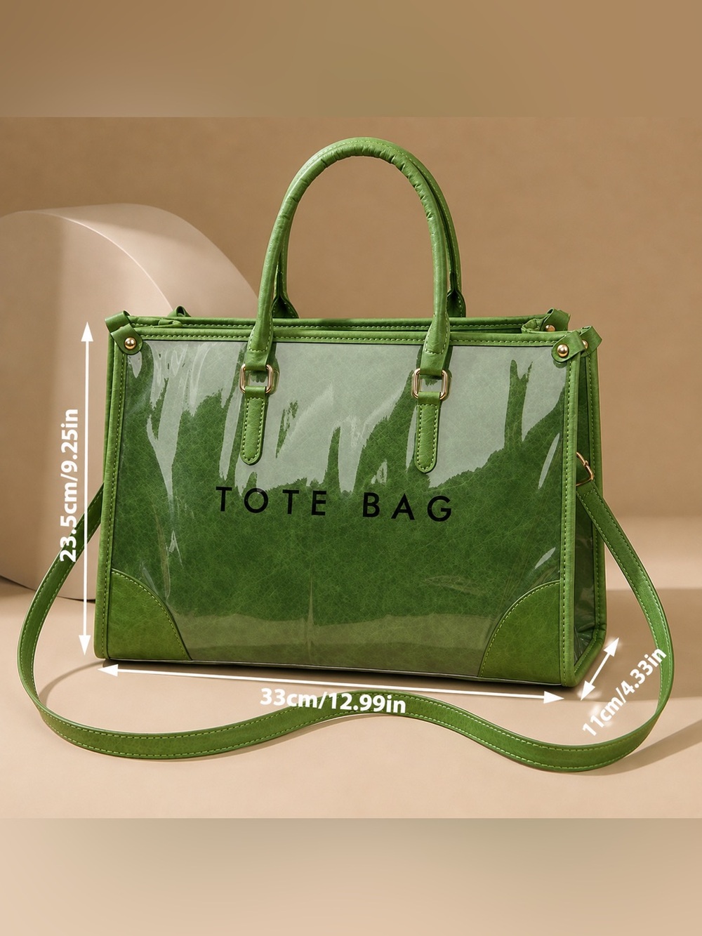 ๐ BRAND NEW FASHION Green Tote Bag with Clear Panel - Unbranded - Picture 2 of 2